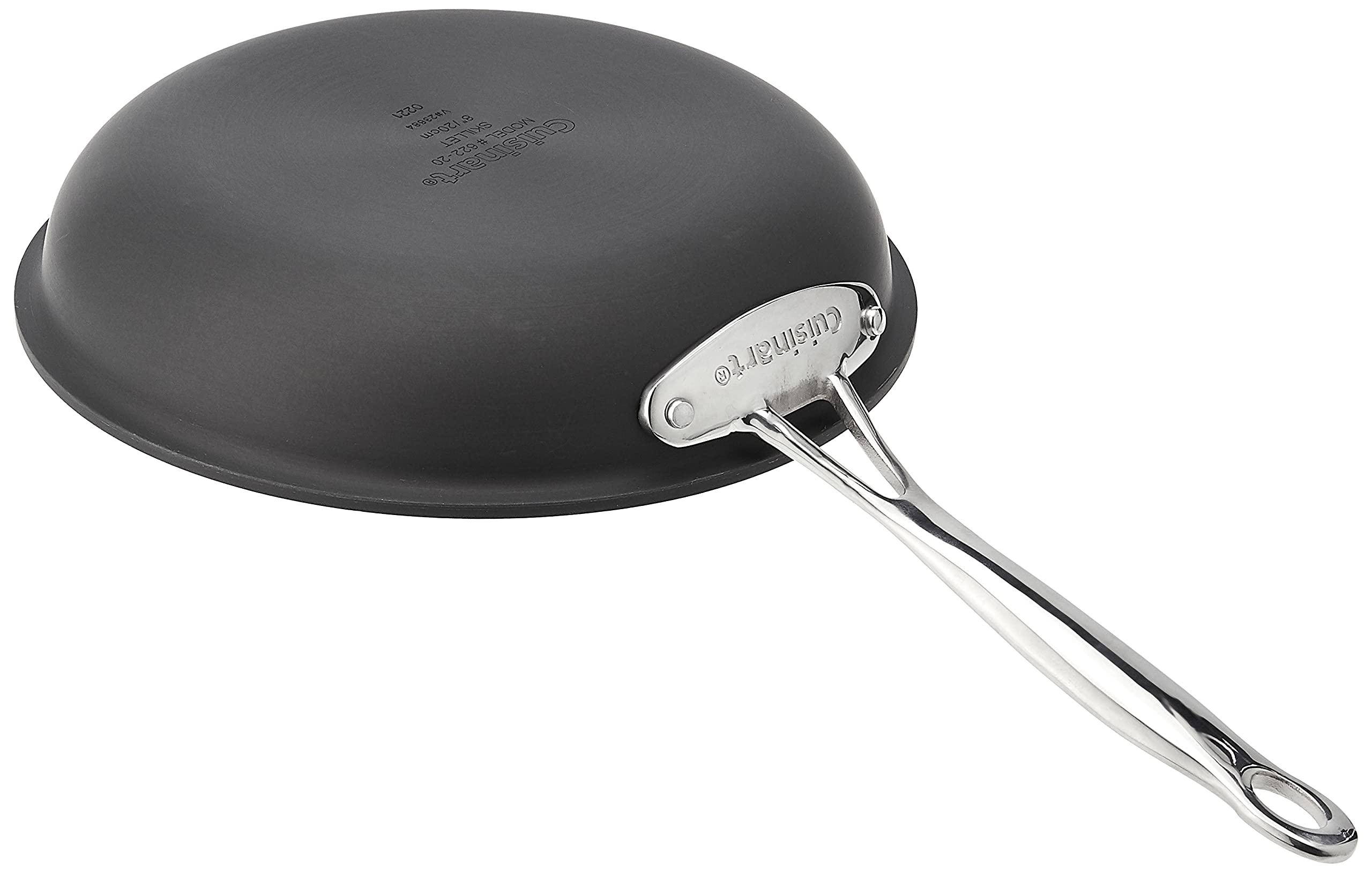 Cuisinart handle rivets detail showing secure grip and oven-safe benefit
