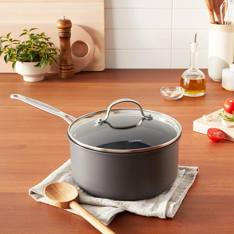 Cuisinart saucepan in use simmering tomato sauce for even reduction and heat distribution