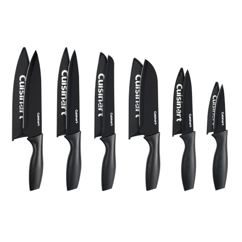 Cuisinart knife set front view showing coated blades and guards for safer, faster prep