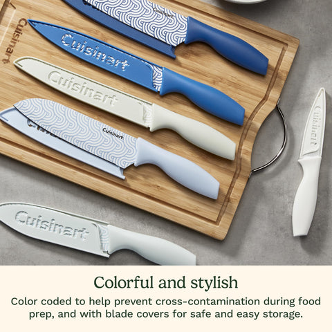 Cuisinart knives slicing vegetables in kitchen illustrating precise, efficient food prep