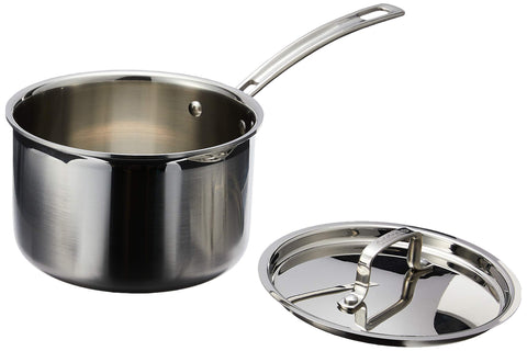 Cuisinart Multiclad Pro front view showing polished stainless finish and 3-quart size