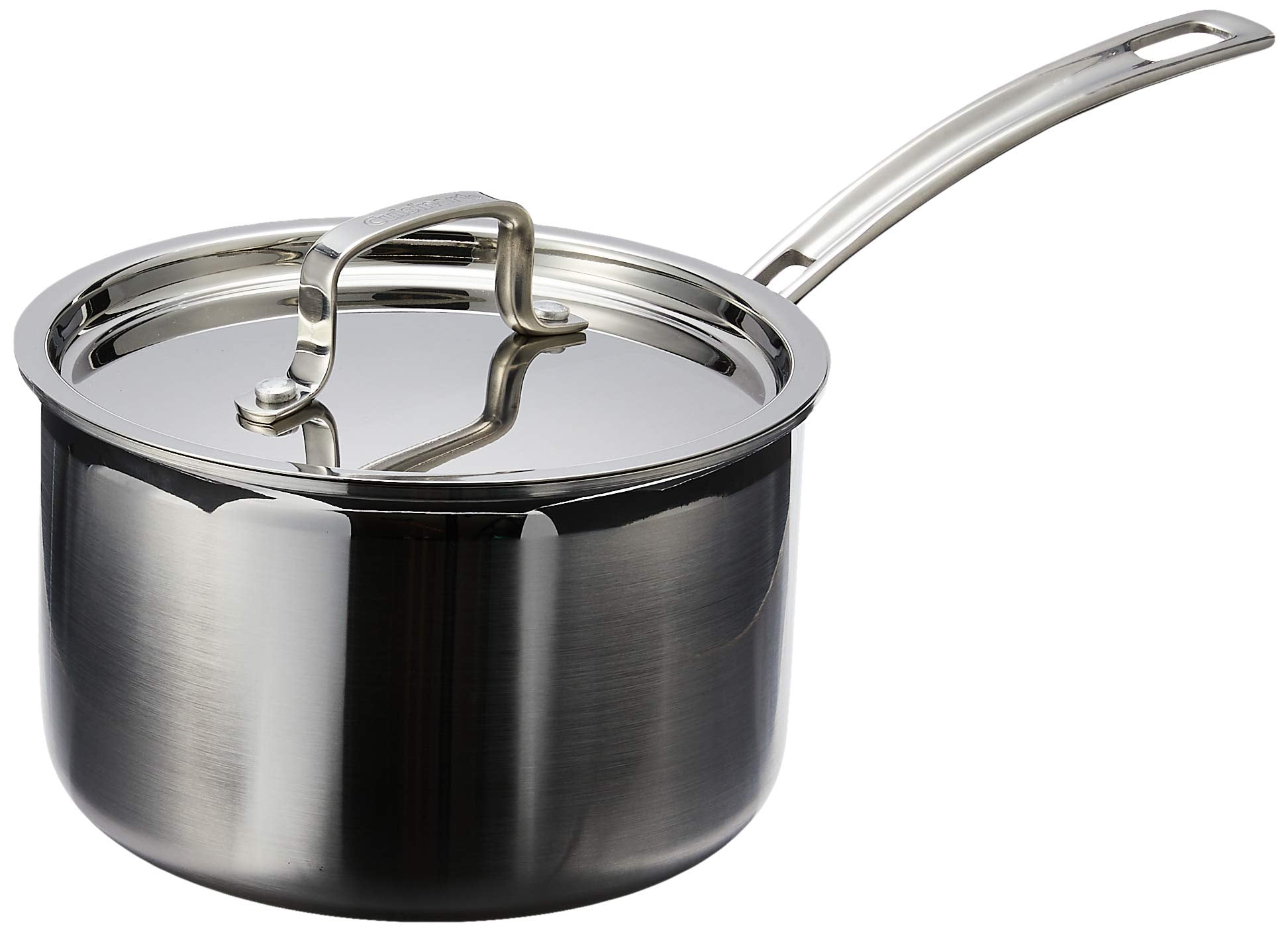 Cuisinart Multiclad Pro riveted stainless handle close-up for secure, cool grip
