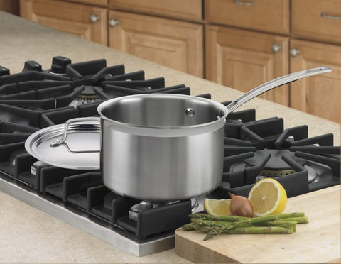 Cuisinart Multiclad Pro tight-fitting lid detail keeping moisture and flavors locked