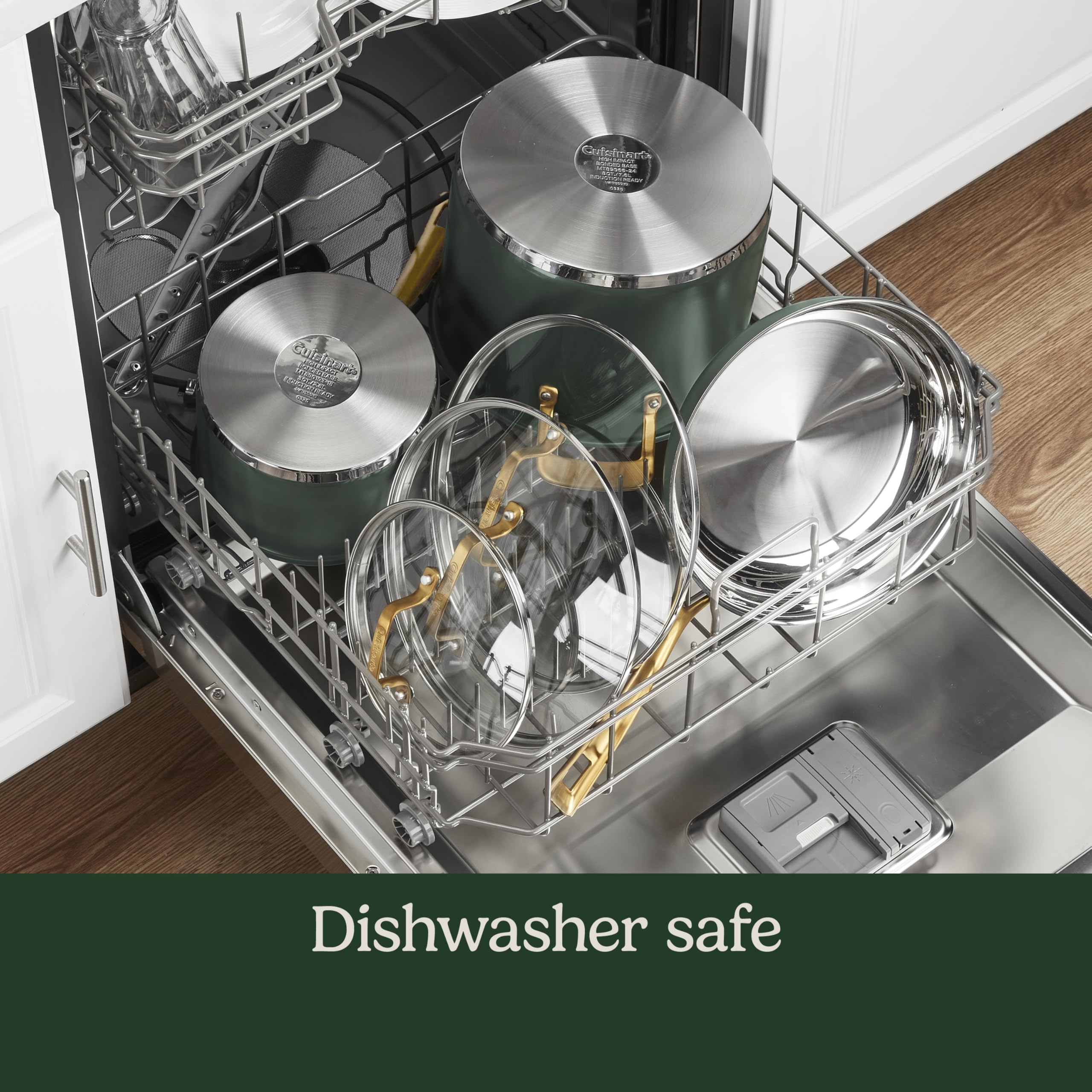Cuisinart pans in oven showing oven-safe up to 500°F for stovetop-to-oven recipes