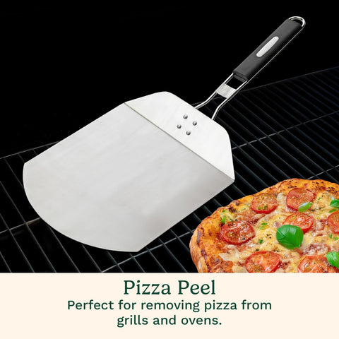 Cuisinart pizza stone in grill cooking a pizza for high-heat crust development