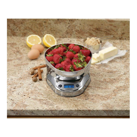 Cuisinart close-up of stainless-steel bowl with gradient marks for easy measuring