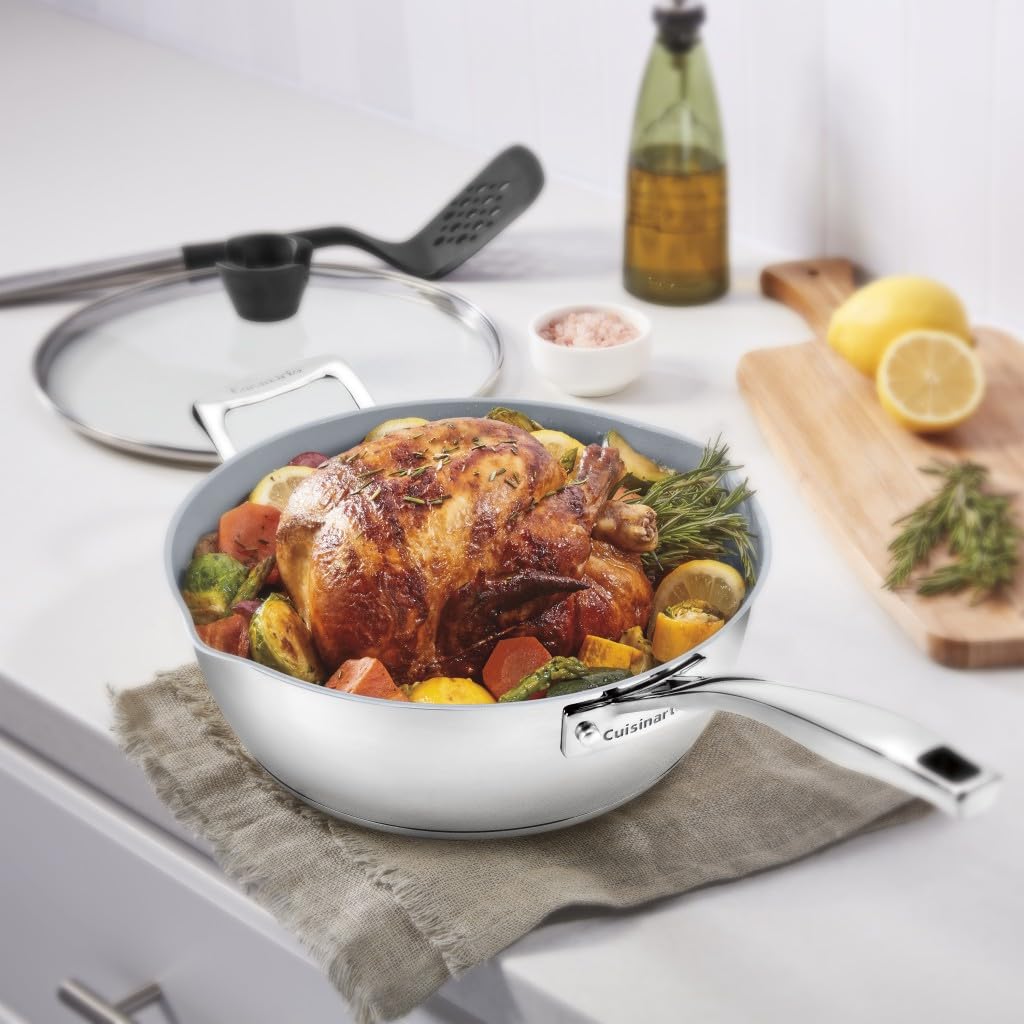 Cuisinart Preferred Pan on stovetop with ingredients, simplifies one‑pan meals