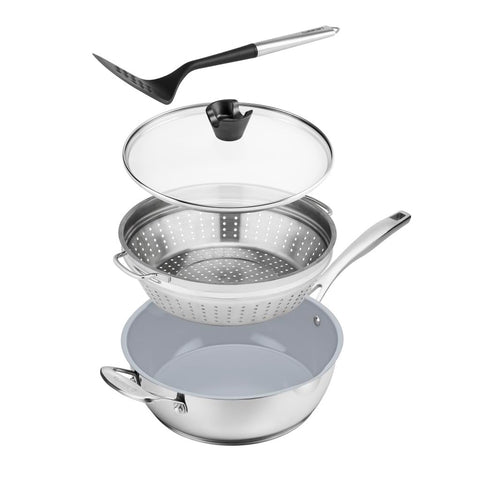 Cuisinart PURELYCERAMIC nonstick interior closeup, easy food release benefit