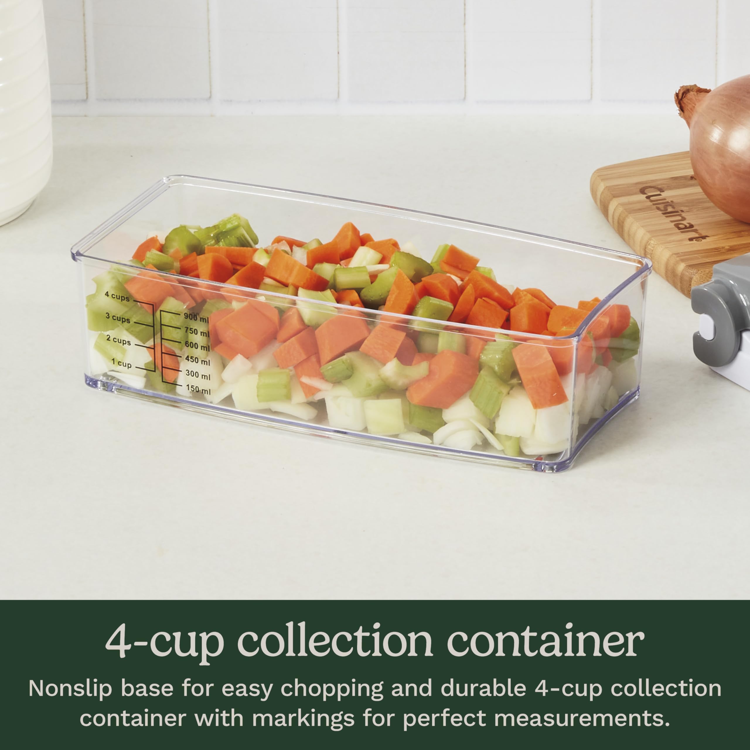 Cuisinart PrepExpress 4-cup container with measurement marks for neat portioning and storage