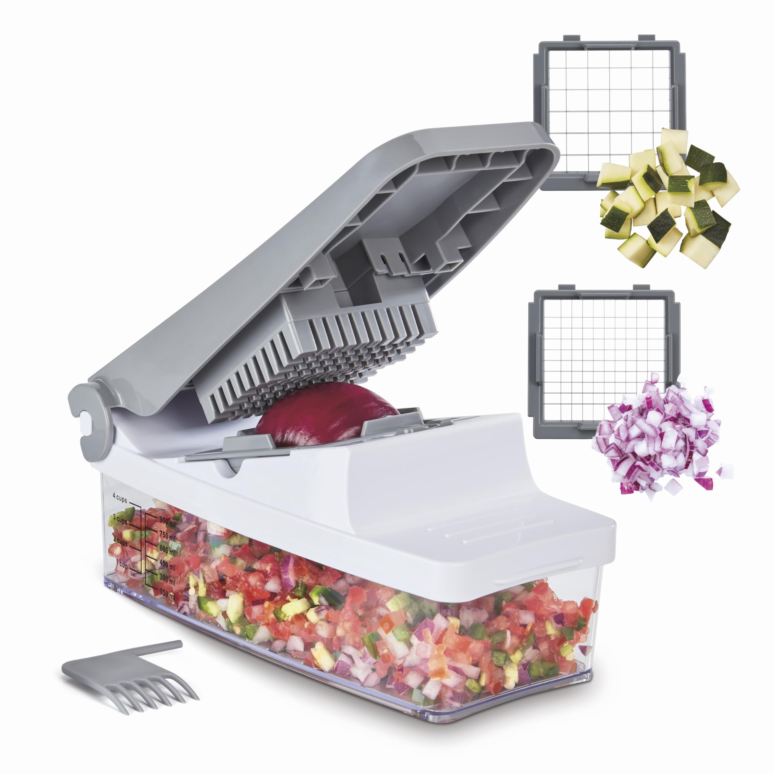 Cuisinart PrepExpress front view showing compact dicer and collection bowl ideal for quick prep
