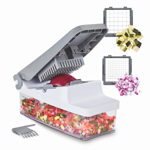 Cuisinart PrepExpress front view showing compact dicer and collection bowl ideal for quick prep