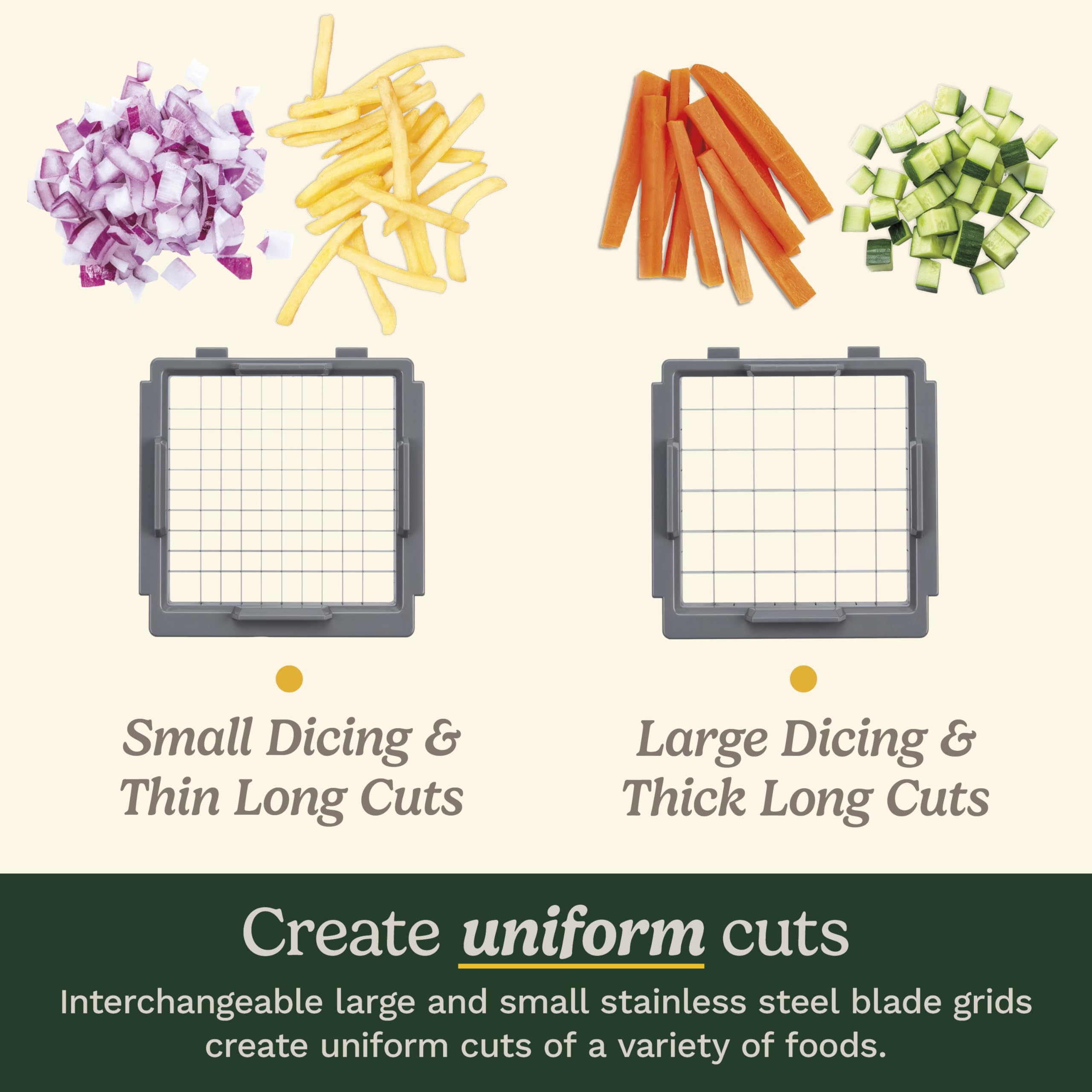 Cuisinart PrepExpress small stainless-steel grid closeup for fine dicing and salsa-ready pieces