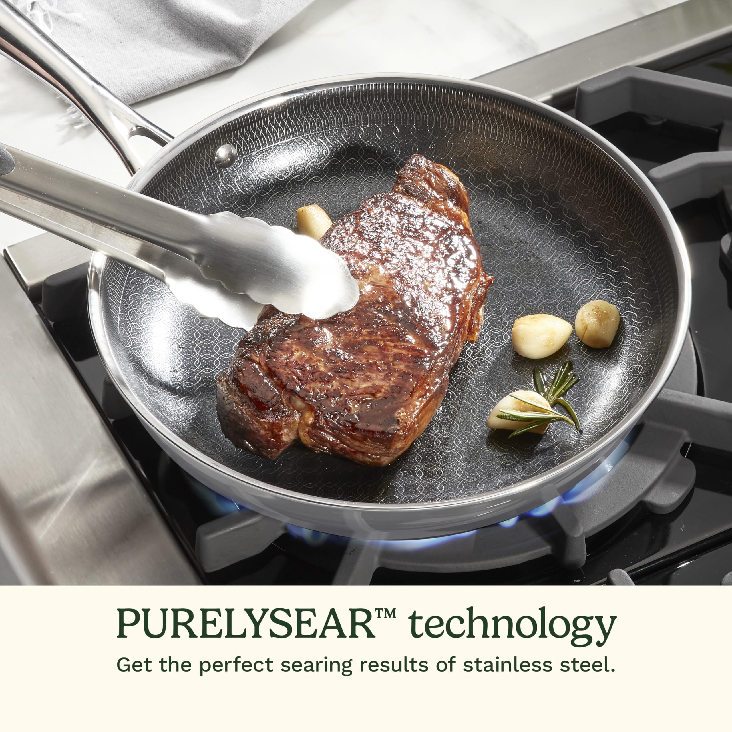 Cuisinart cast stainless Cool Grip handle detail for comfortable, cool hold