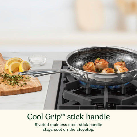 Cuisinart beside a hand to show 8-inch scale and small-batch convenience