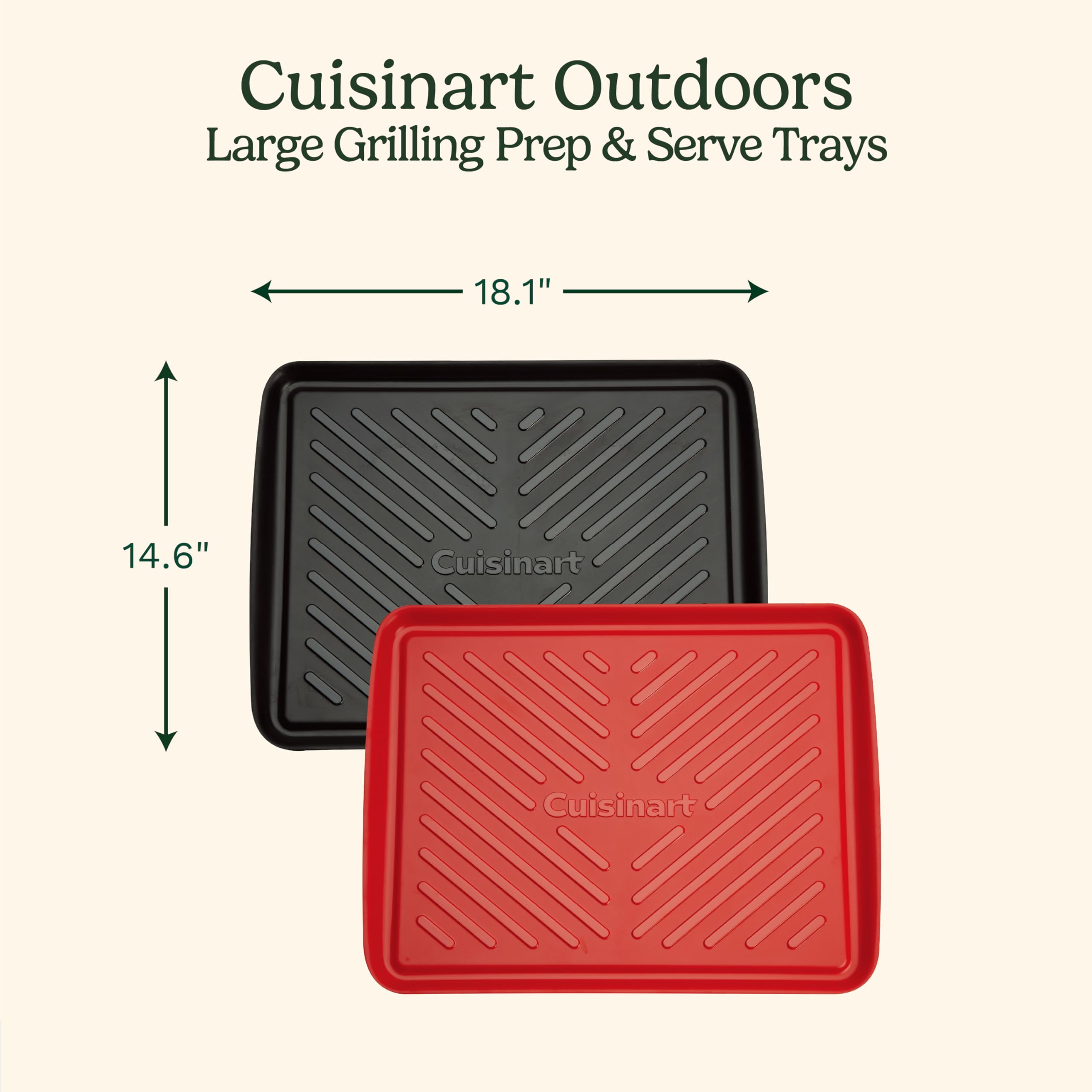 Cuisinart red tray close-up used for raw prep, reducing cross-contamination risk