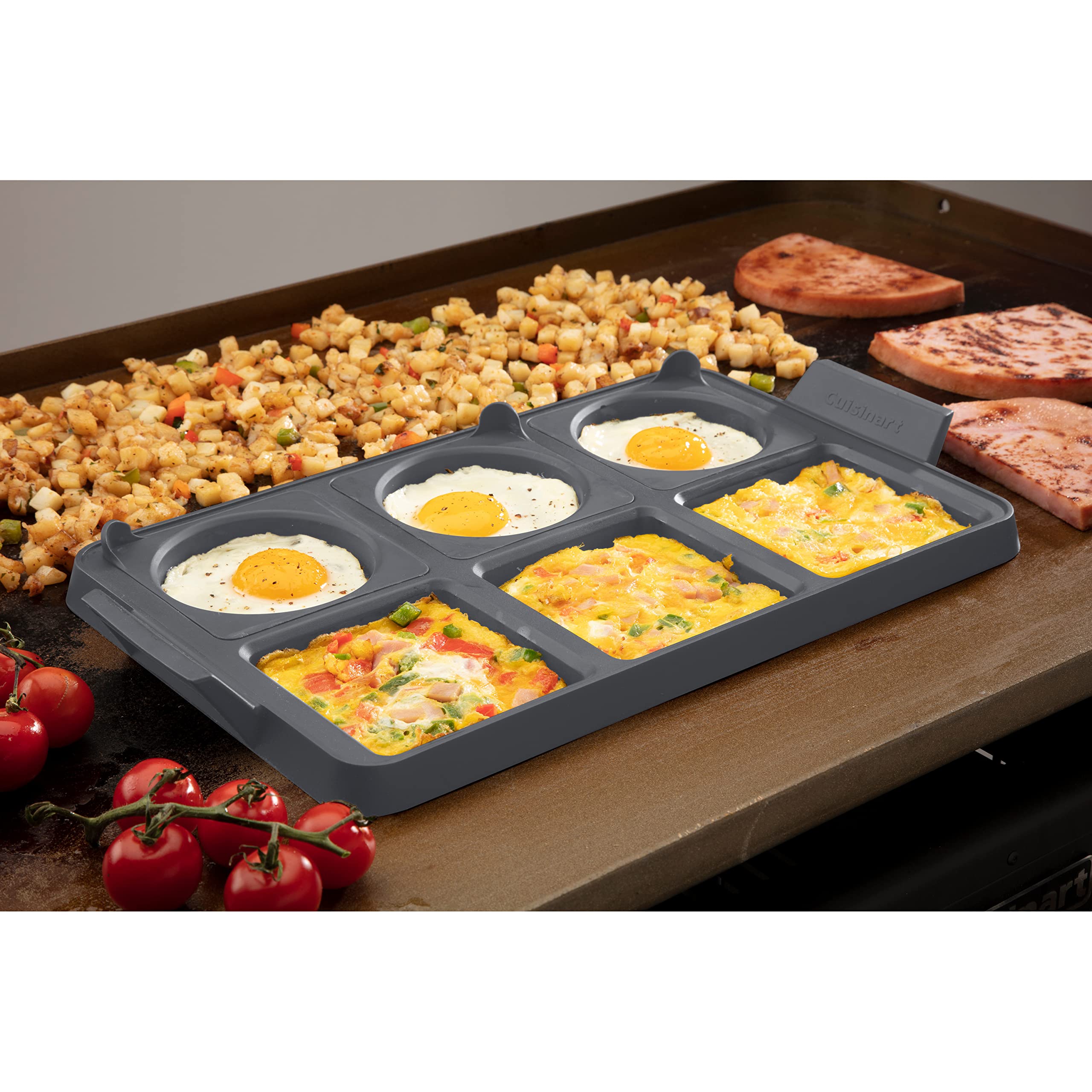 Cuisinart tray with rings removed showing open squares for larger dishes and versatility