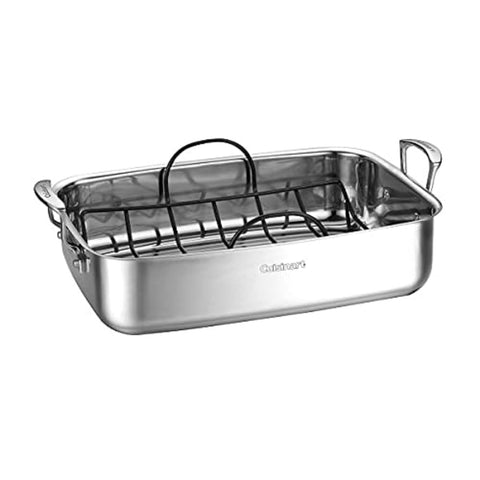 Cuisinart 15-inch roaster front view showing handles and polished finish for attractive serving