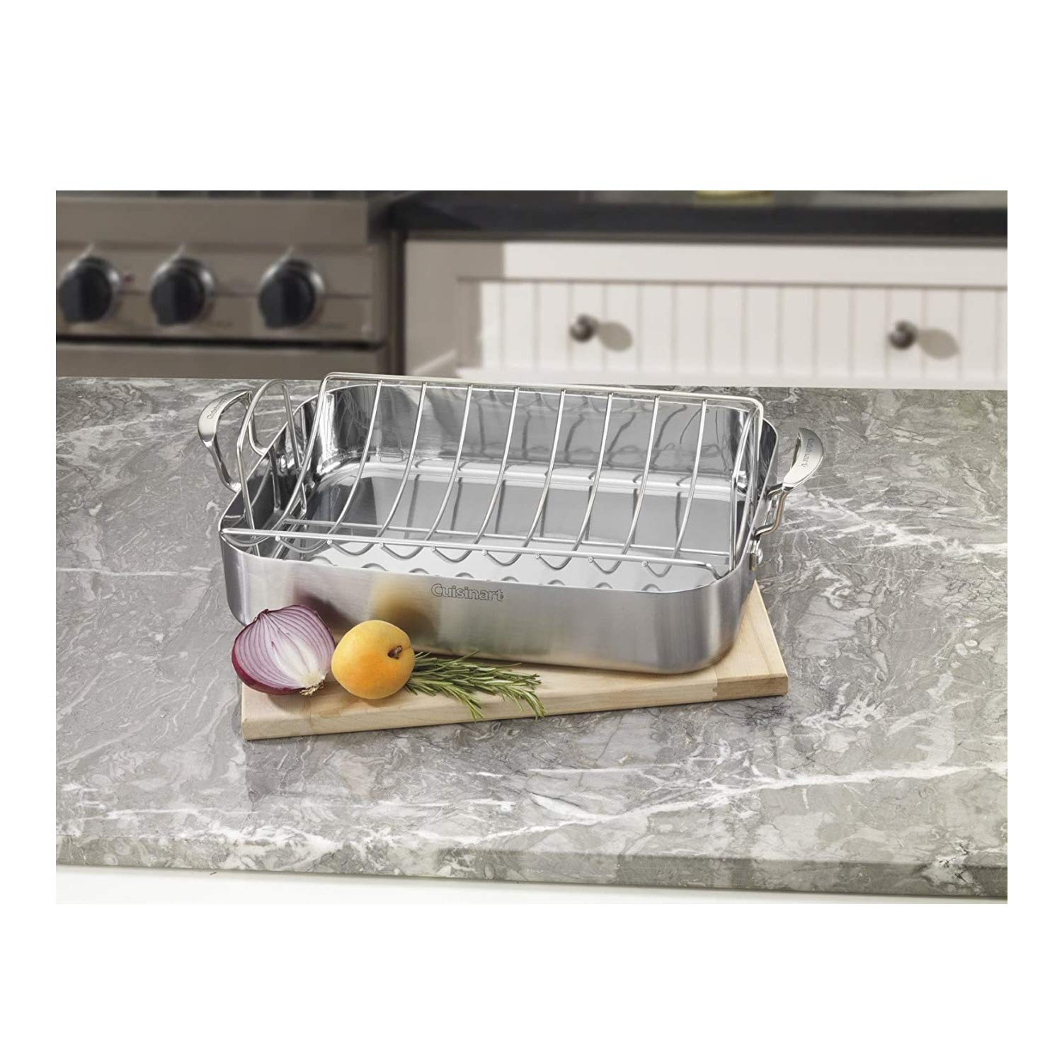 Cuisinart handle and triple-ply side detail demonstrating sturdy grip and even heat