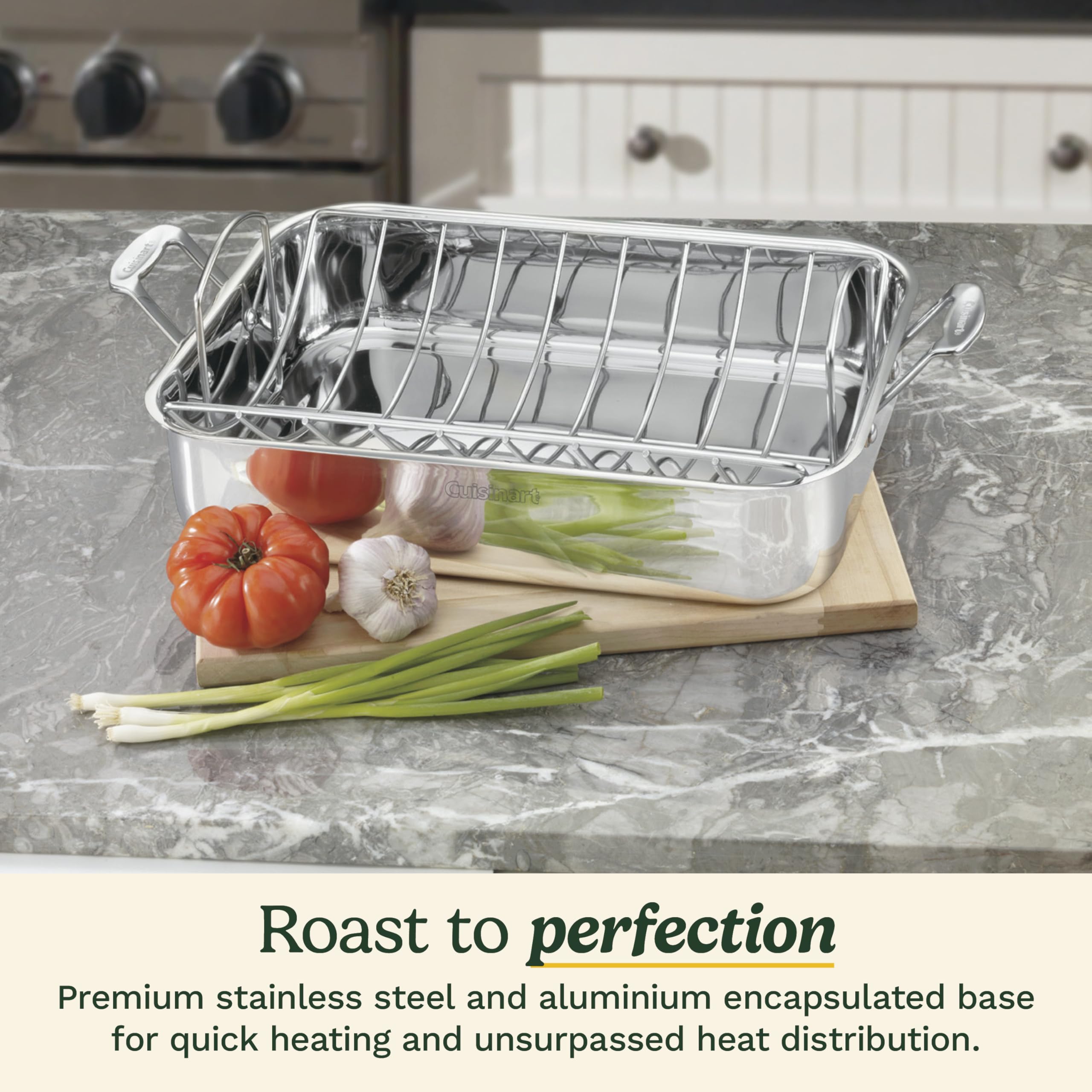 Cuisinart roaster close-up of stainless rack demonstrating improved airflow