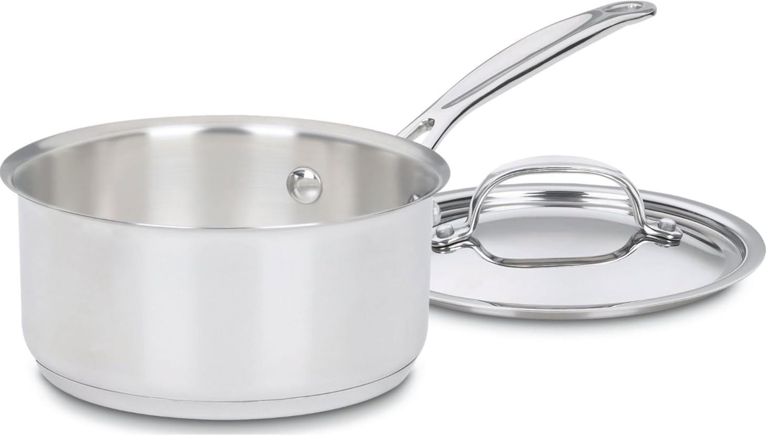 Cuisinart saucepan front with lid showing polished finish and versatile use