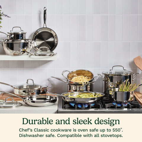 Cuisinart saucepan in use simmering sauce showing consistent heating benefit