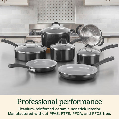 Cuisinart close-up of Ceramica XT nonstick surface highlighting easy food release benefit