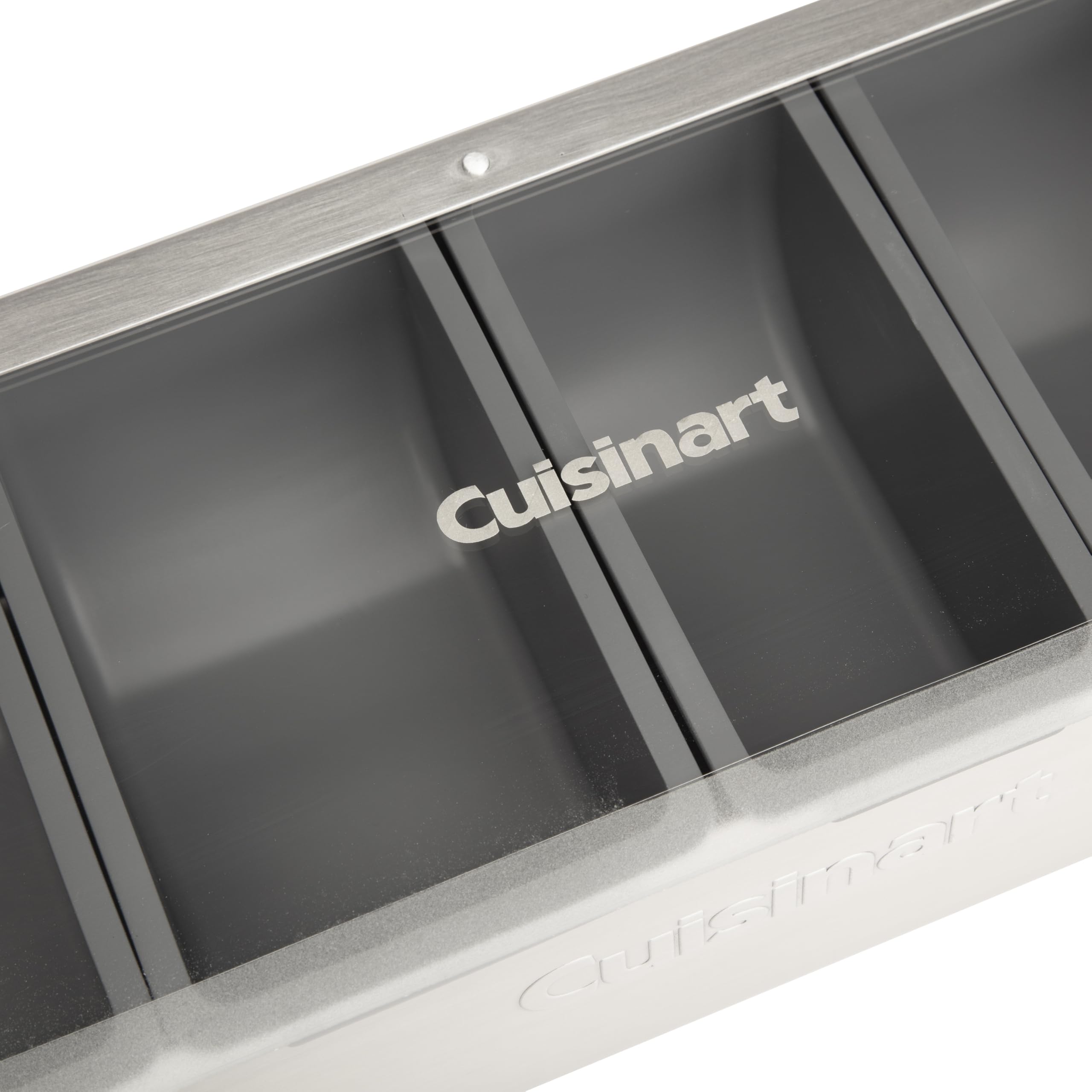 Cuisinart containers stacked for compact storage saving cabinet space