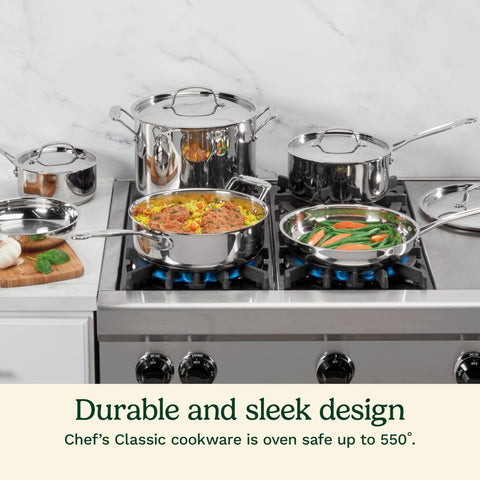 Close-up of Cuisinart mirror finish stainless surface highlighting easy cleaning and professional appearance