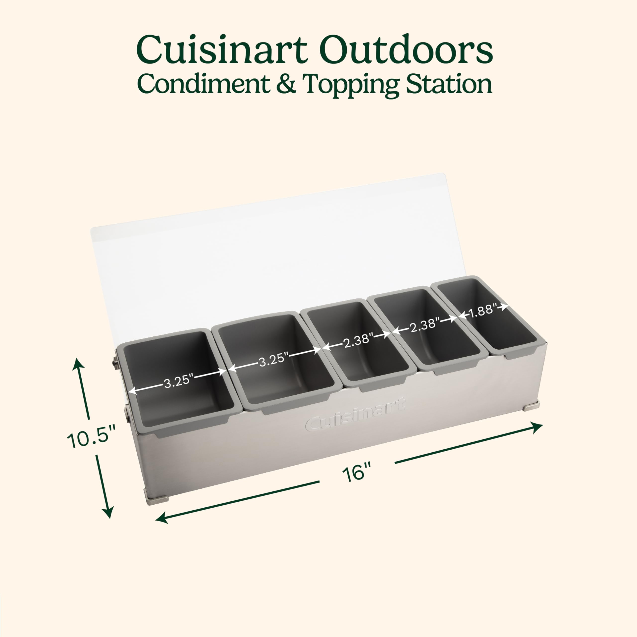 Cuisinart top view displaying five containers for quick ingredient access