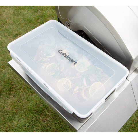 Cuisinart inside a refrigerator organized to save space benefit