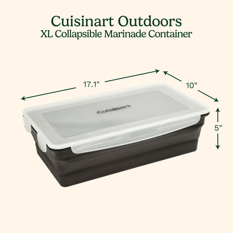 Cuisinart container with snap-on lid closed keeping marinades secure benefit