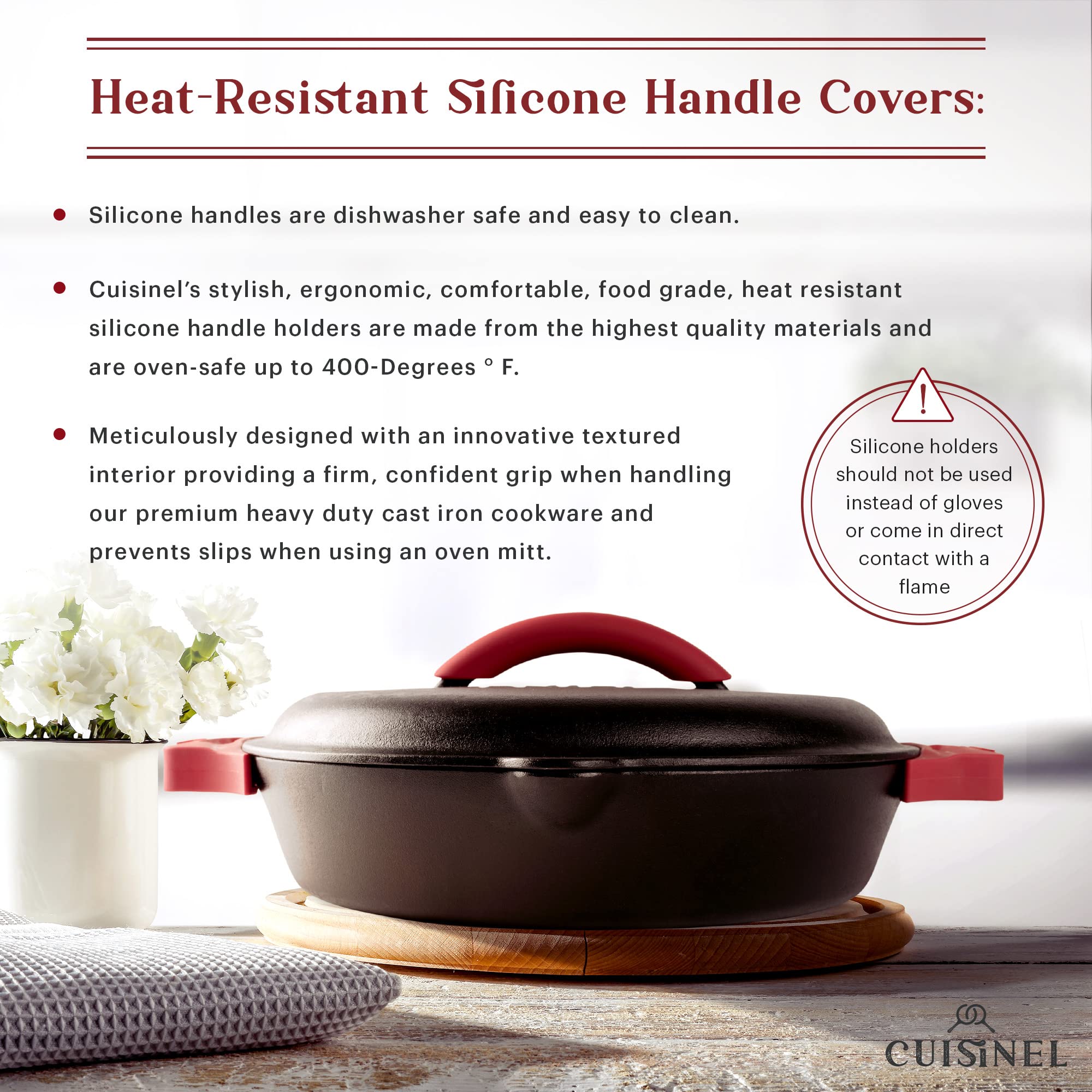 Cuisinel dual handles shown with measuring tape for clear size and scale benefit