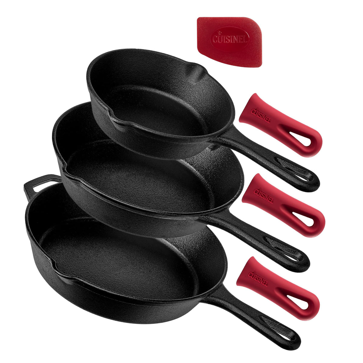 Cuisinel 3-piece set front view shows complete cookware benefits