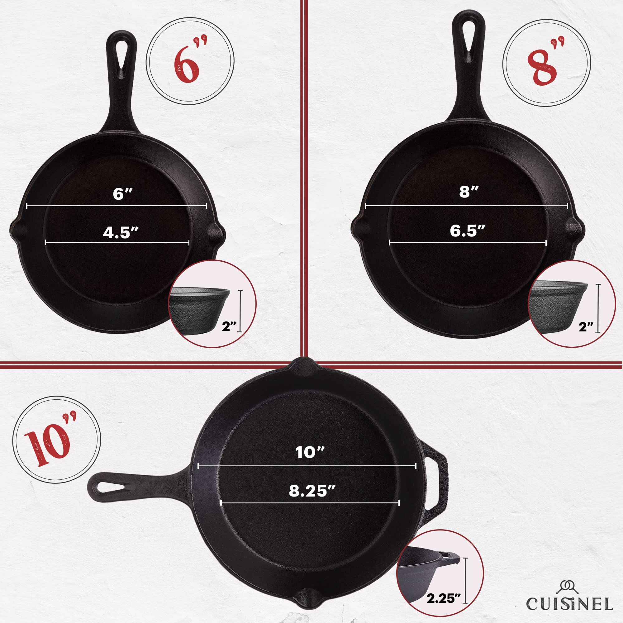Cuisinel skillet searing steak on stovetop for superior browning