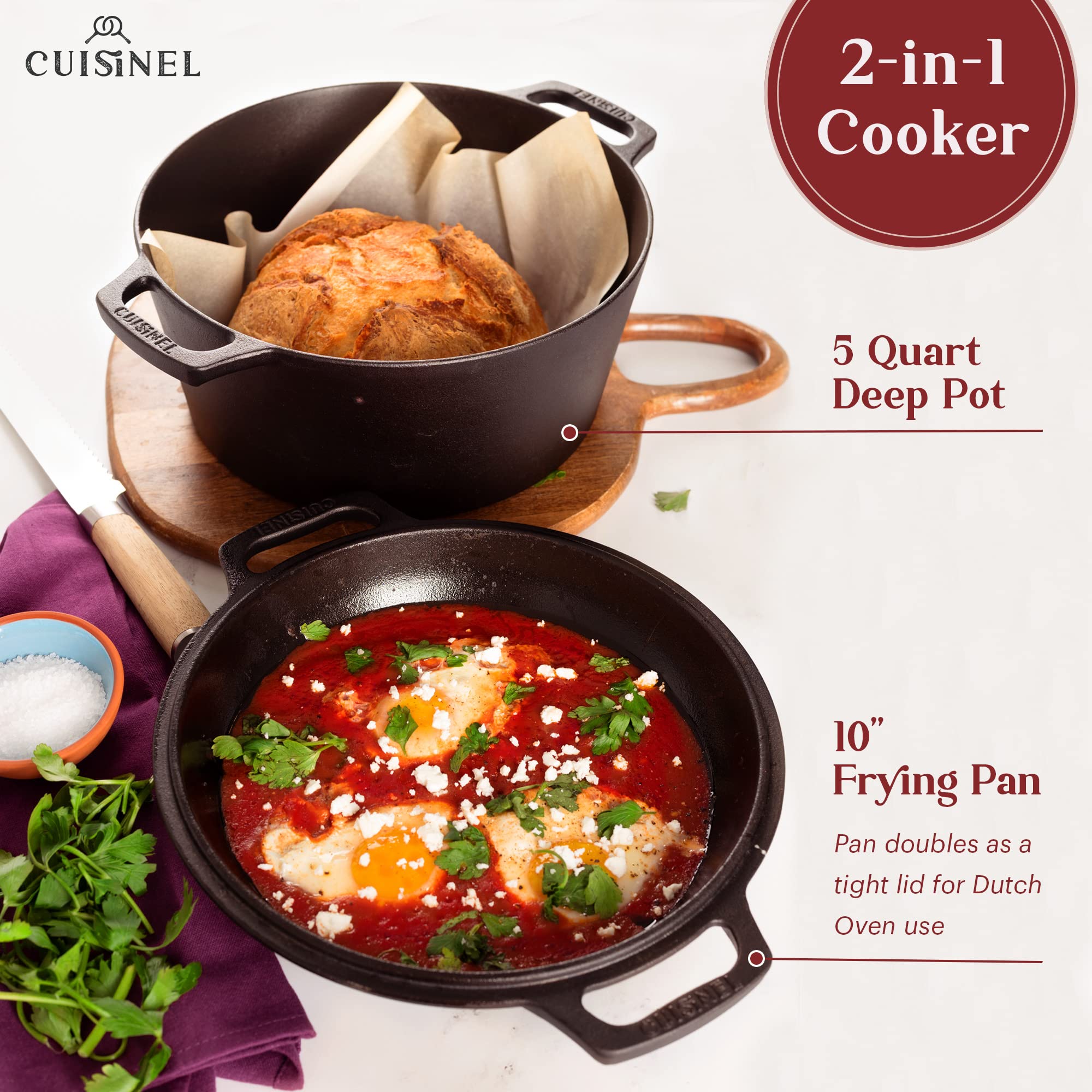 Cuisinel lid converted to 10-inch skillet demonstrating quick skillet functionality