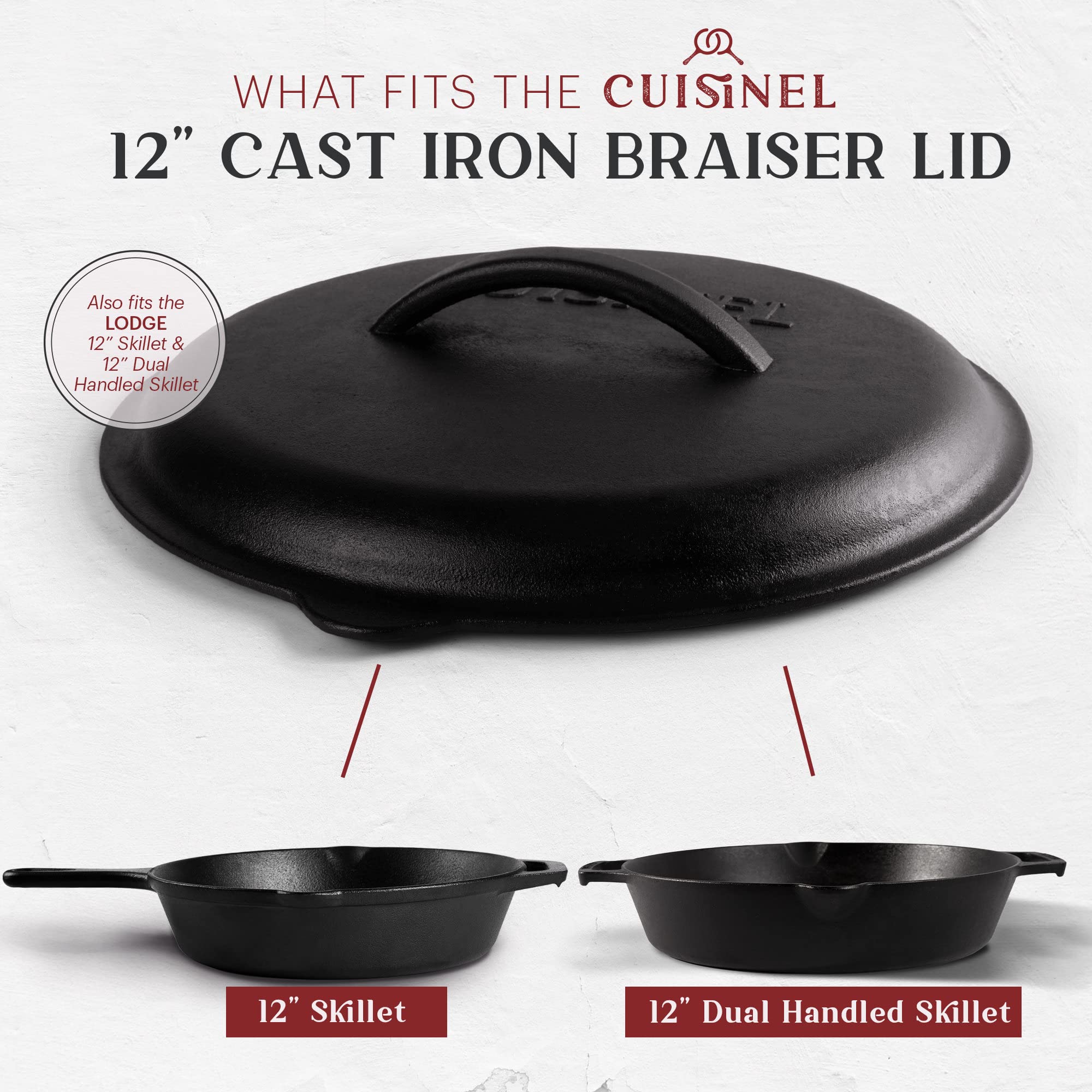 Cuisinel lid on skillet in use demonstrating braising and consistent heat