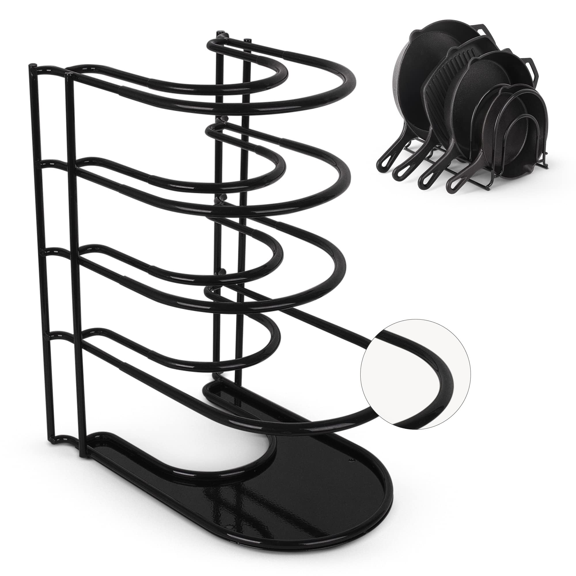 Cuisinel rack front view showing tidy cookware storage and quick access