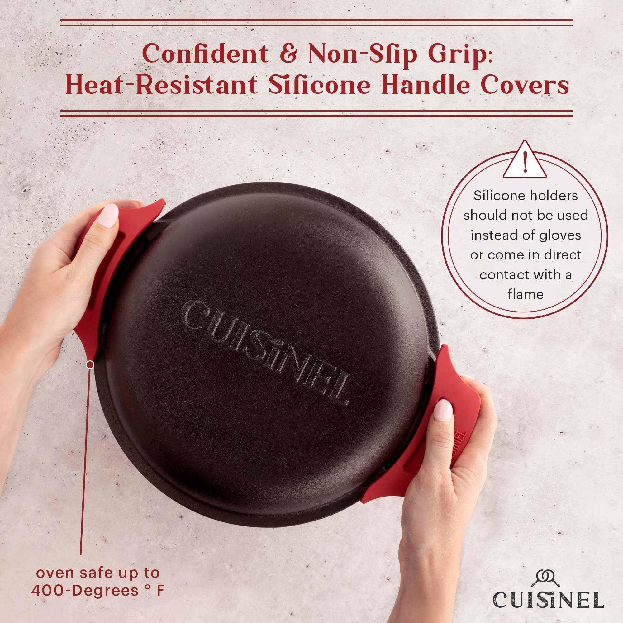 Cuisinel silicone handle covers detail for safer gripping and heat protection