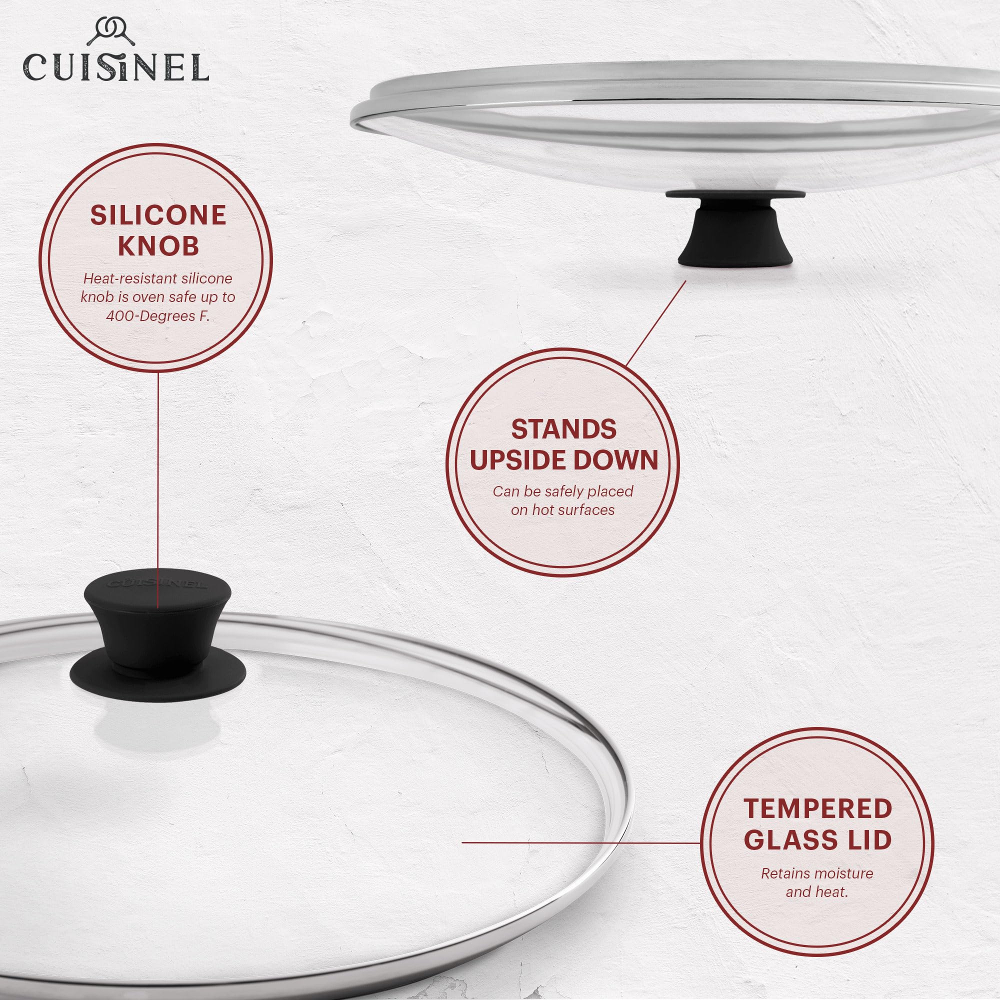 Cuisinel silicone handle holder detail reducing heat transfer for safer handling