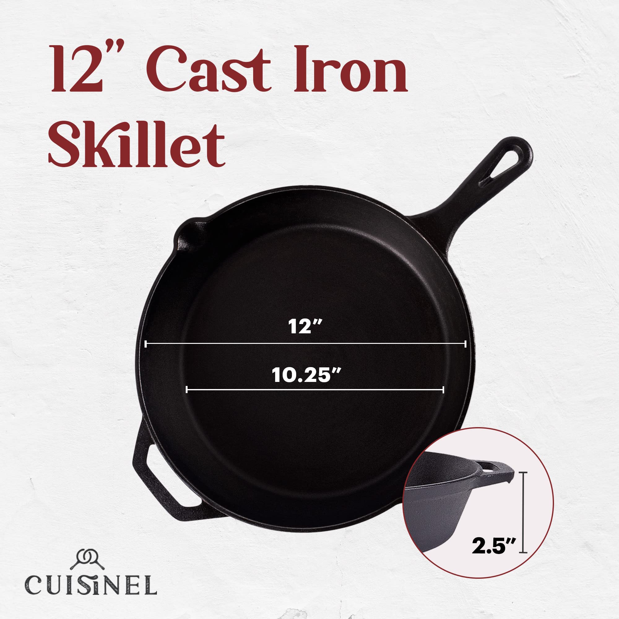 Cuisinel skillet searing steak in use for superior browning and flavor