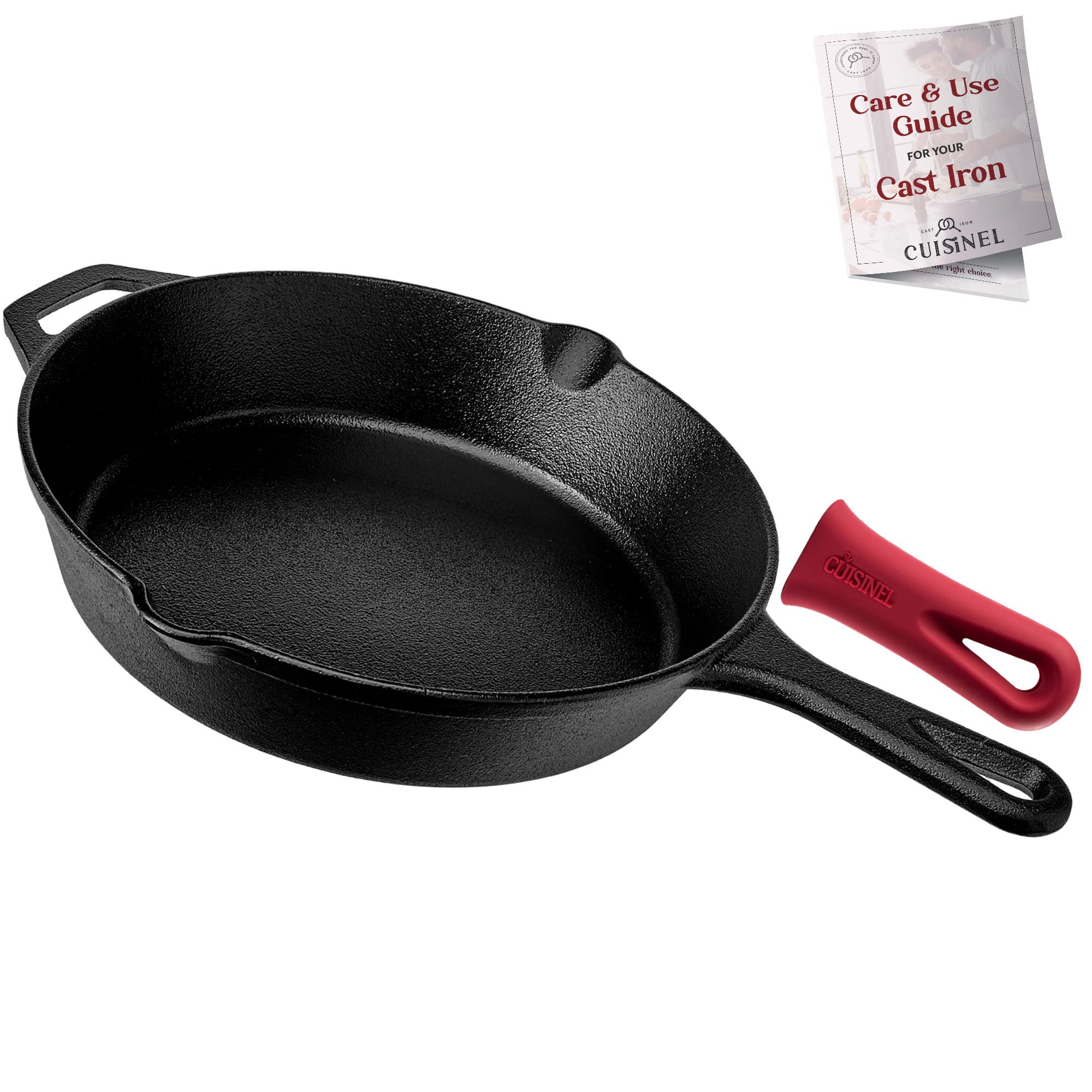 Cuisinel skillet with silicone handle grip demonstrating safer, secure handling