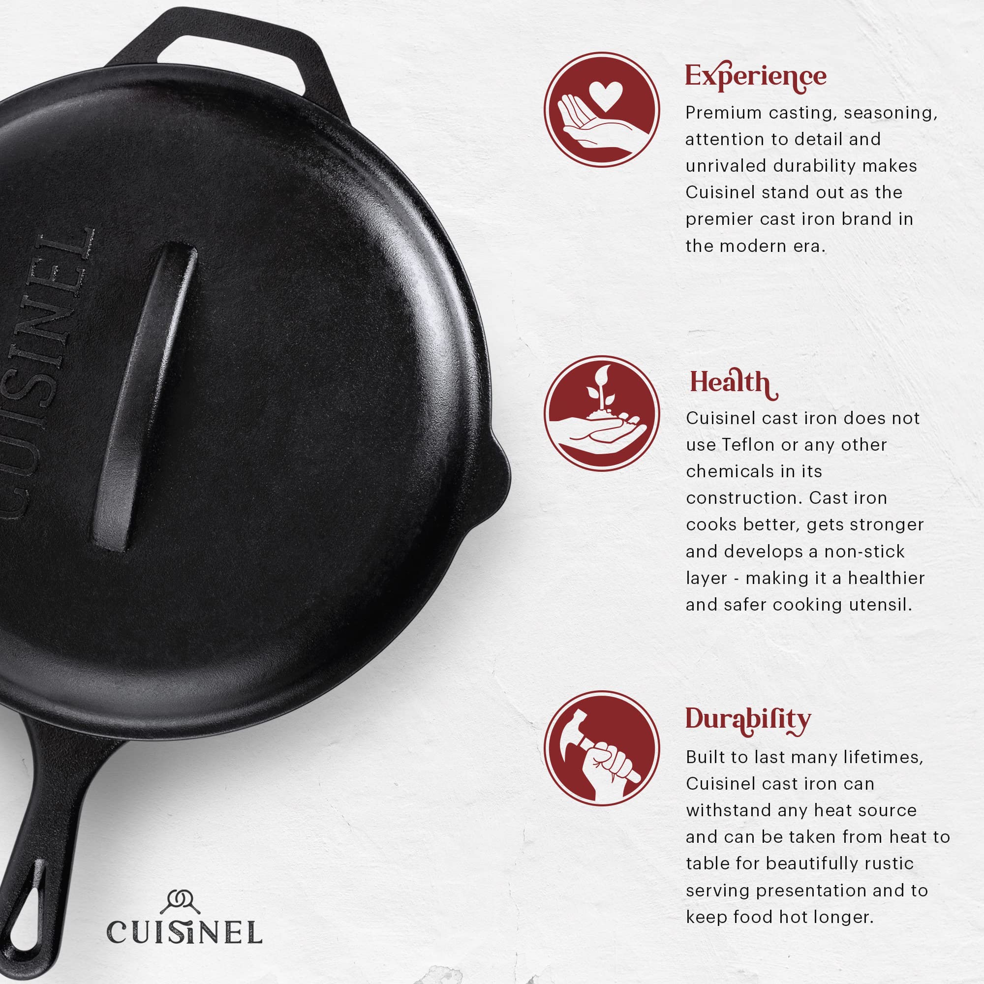 Cuisinel skillet interior seasoned surface highlighting non-stick finish