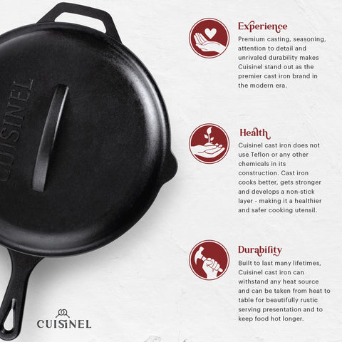Cuisinel skillet interior seasoned surface highlighting non-stick finish