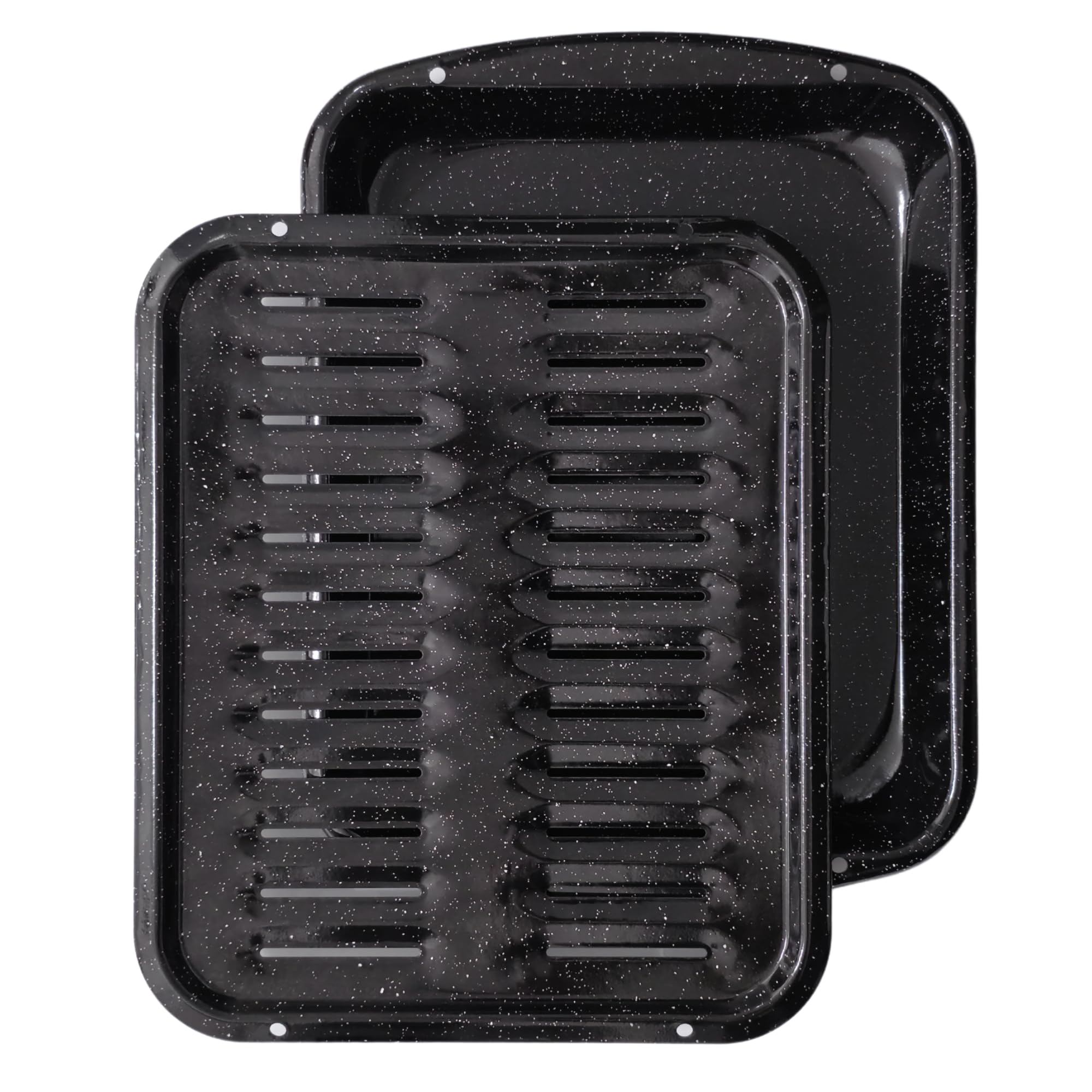 CULINARIN front view speckled broiler pan showing durable porcelain finish and full-size capacity