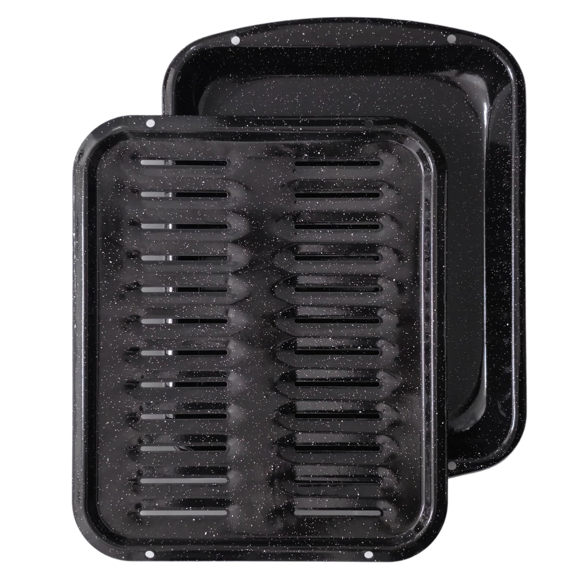CULINARIN front view speckled broiler pan showing durable porcelain finish and full-size capacity
