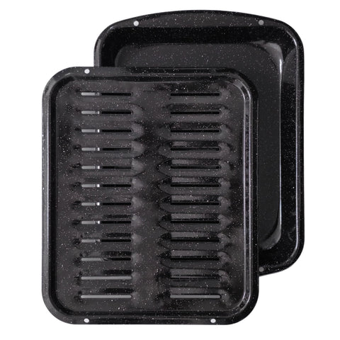 CULINARIN front view speckled broiler pan showing durable porcelain finish and full-size capacity