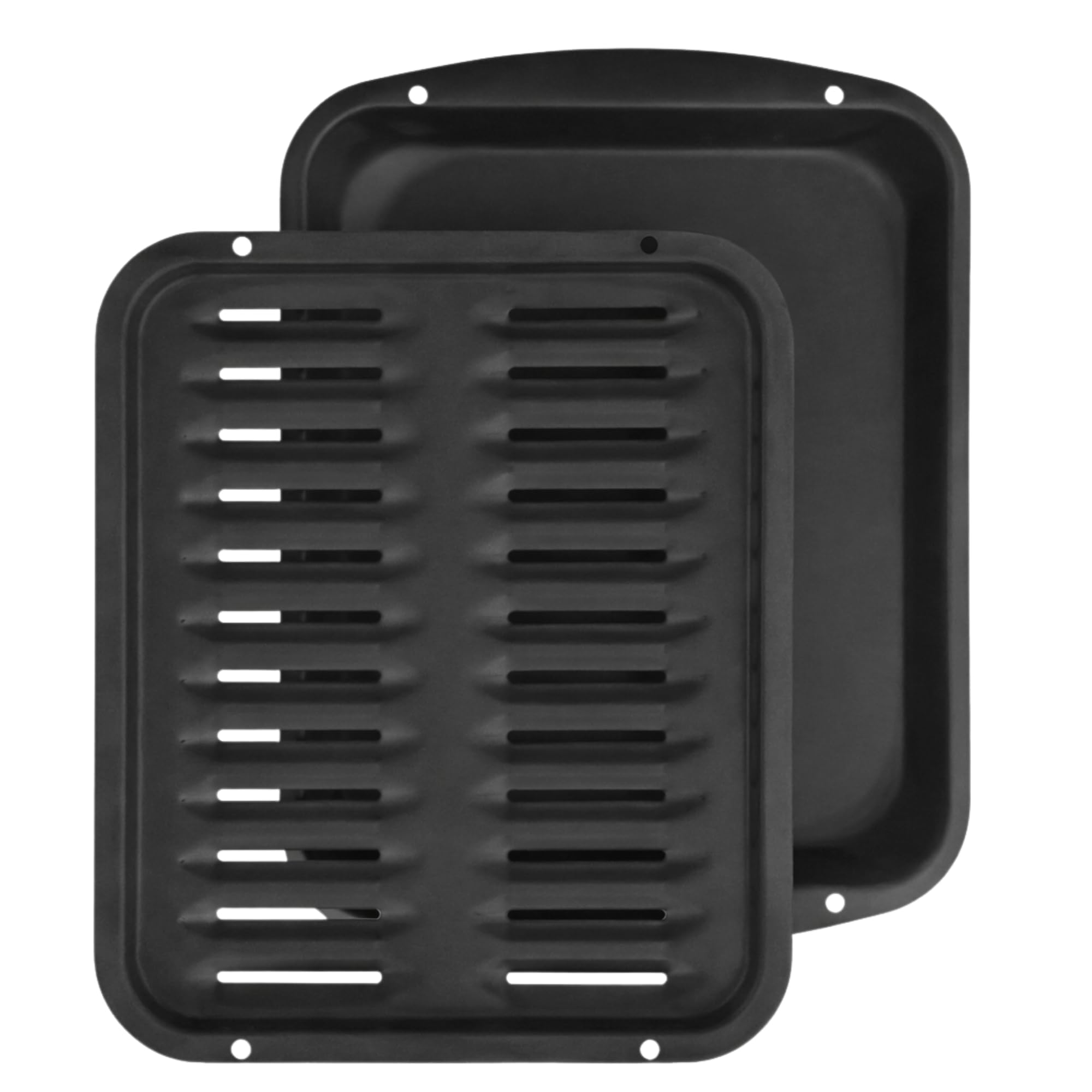 CULINARIN broiler pan front view showing durable nonstick finish and dimensions for easy fit