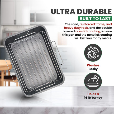 CULINARIN roasting pan in use with turkey, enabling even heat and crisping