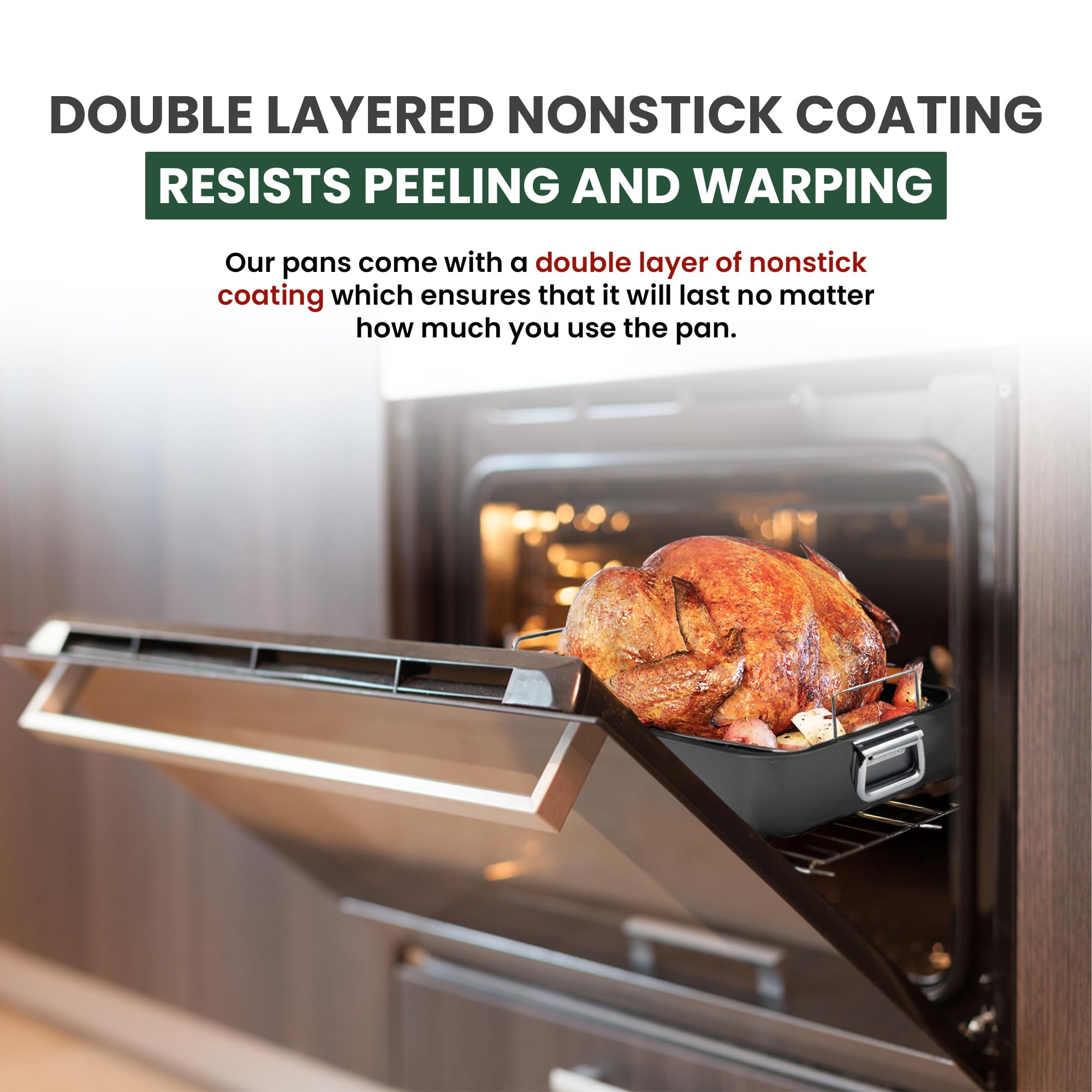 CULINARIN pan in oven with turkey demonstrating even browning benefit