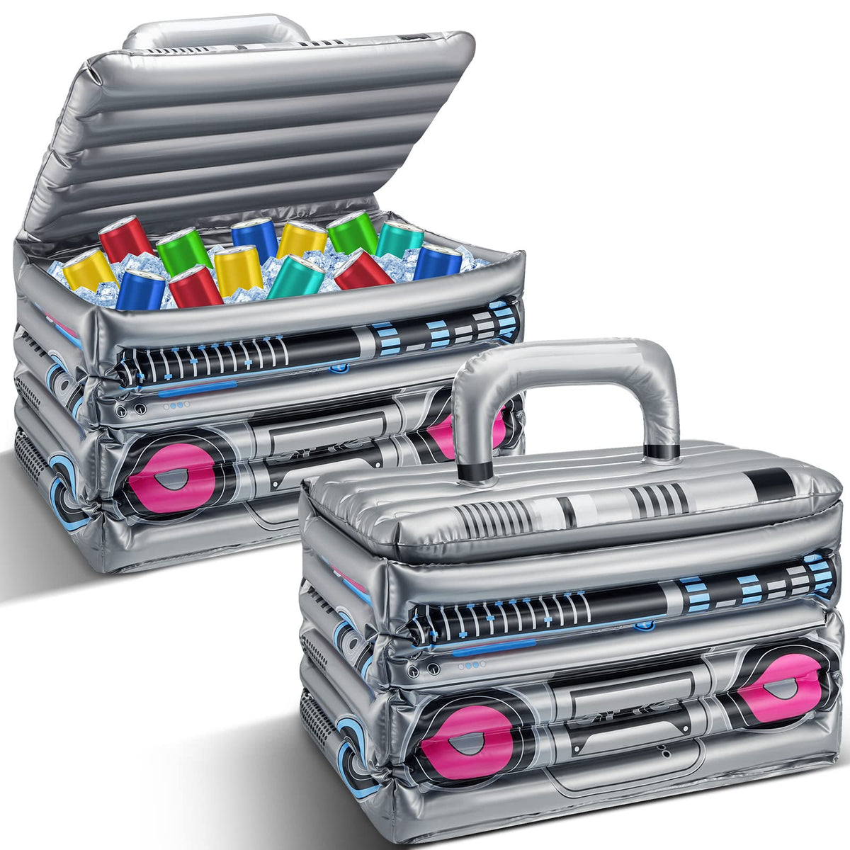 Cunhill front view inflated boom box cooler showcasing retro design and easy access